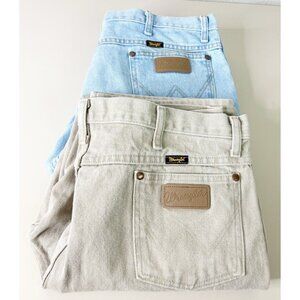 VTG Wrangler Men 38x32 (Actual 38x30.5) Lot Of 2-Blue & Tan Cowboy Jeans GUC